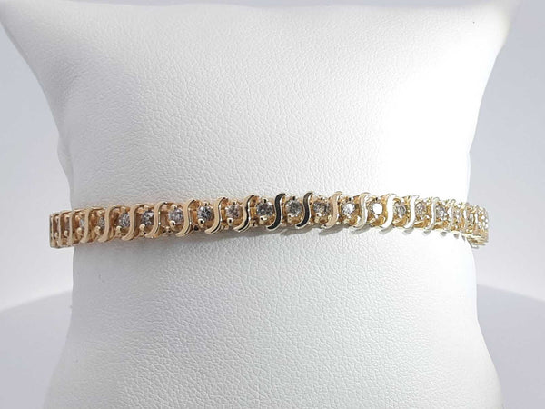 1.47 Cttw Diamond 14k Yellow Gold 13 Grams Tennis Bracelet 7 In Aa0825izxsa