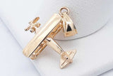14k Yellow Gold Biplane Charm Pendant 1.9 Grams Eb0526lxzde