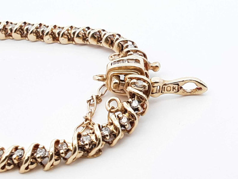 0.58 Cttw Diamond & 10k Yellow Gold Tennis Bracelet 10 Grams 7 Inch Fw1124cxzdu