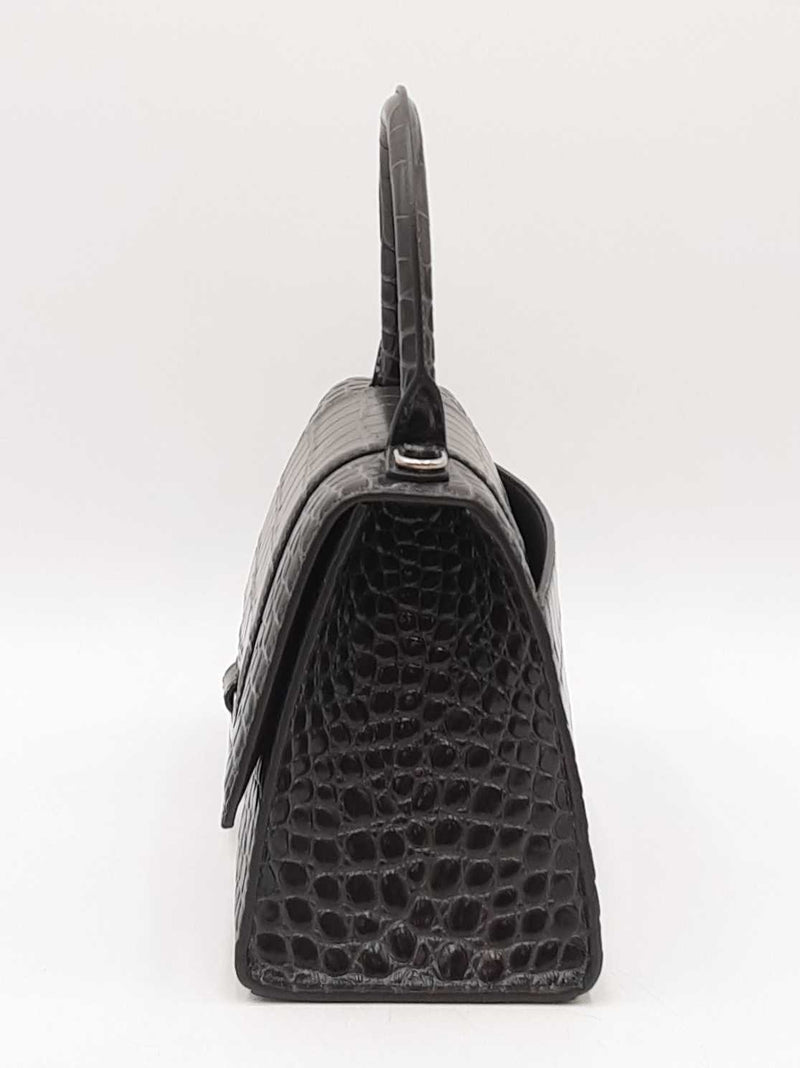 Balenciaga Hourglass Gray Crocodile Embossed Leather Top Handle Bag Fw0724lorxdu