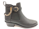 Salvatore Ferragamo Ardisie Chain Black Leather Ankle Boots Size 7.5 Do0925lrxde