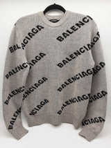 Balenciaga Allover Logo Gray Knitted Sweater Size Italian Xs Do1225wrxde