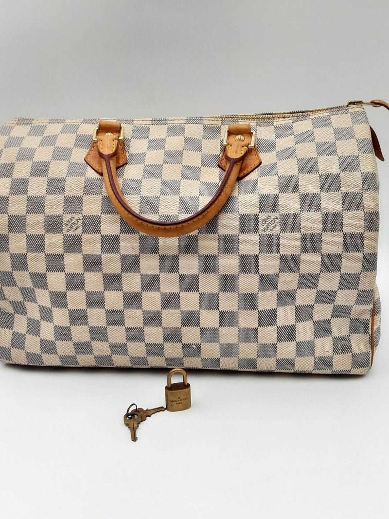 Louis Vuitton Damier Azur Speedy 35 Top Handle Bag Eb0924oxzdu