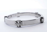 Tory Burch Silver Tone Logo Hinge Bangle Bracelet 6.5 In 7.2g Lh0924wrde