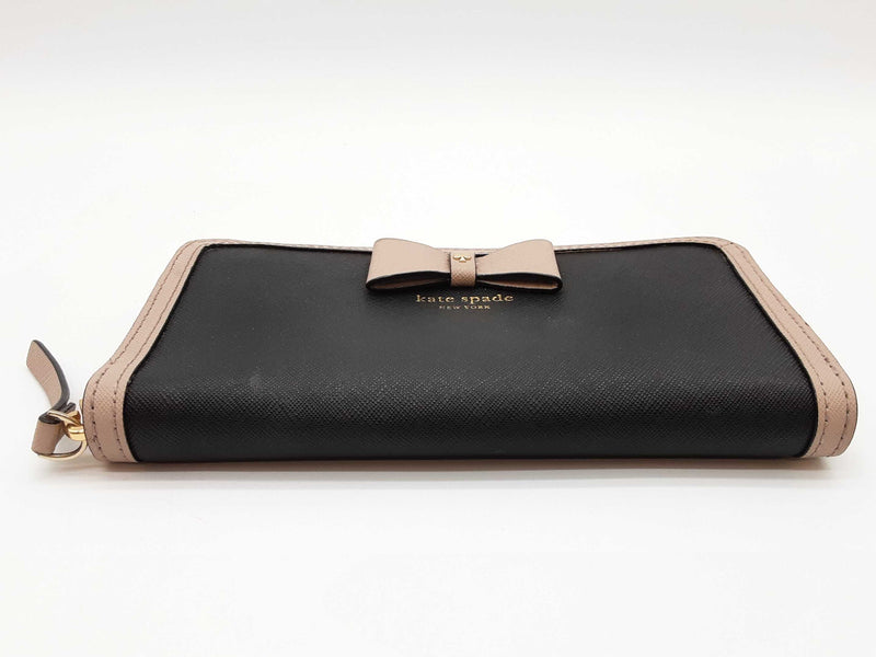 Kate Spade Hazel Court Bow Lacey Black Gray Continental Wallet Do0825pxde