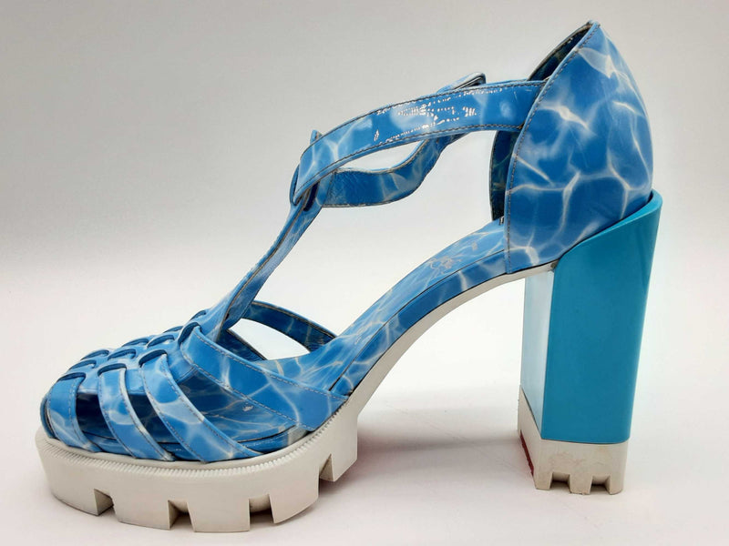 Christian Louboutin Meduzette Lug 100 Blue Heel Size 37 Do0824lwzde