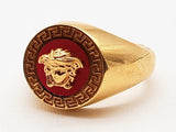 Versace Medusa Red Enamel Ring Size 7 Do0625lxzde