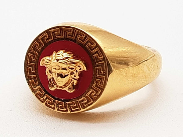 Versace Medusa Red Enamel Ring Size 7 Do0625lxzde