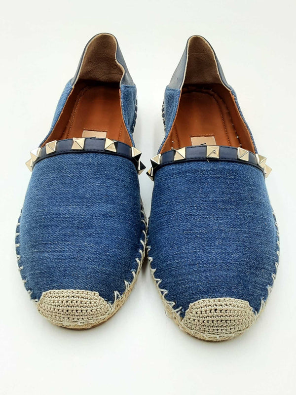 Valentino Denim Rockstud Espadrilles Size 36 Eb1124lxzdu