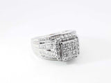 1.12 Cttw Diamond & 10k White Gold Square Halo Ring 5.4g Size 5.5 Fw0826przdu