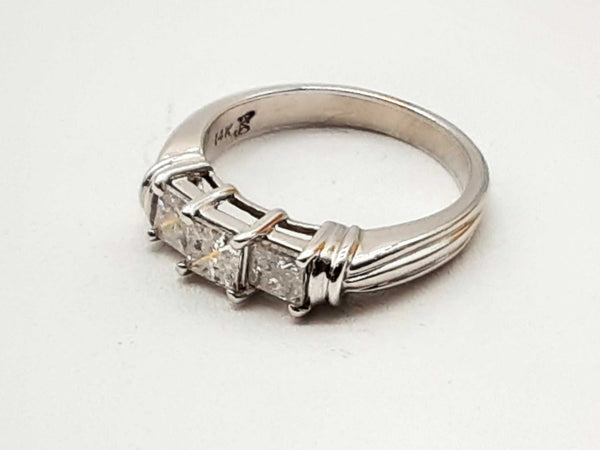 14k White Gold 4.3g 3 Princess Cut Diamond Ring Size 7 Doerxde 144020006673