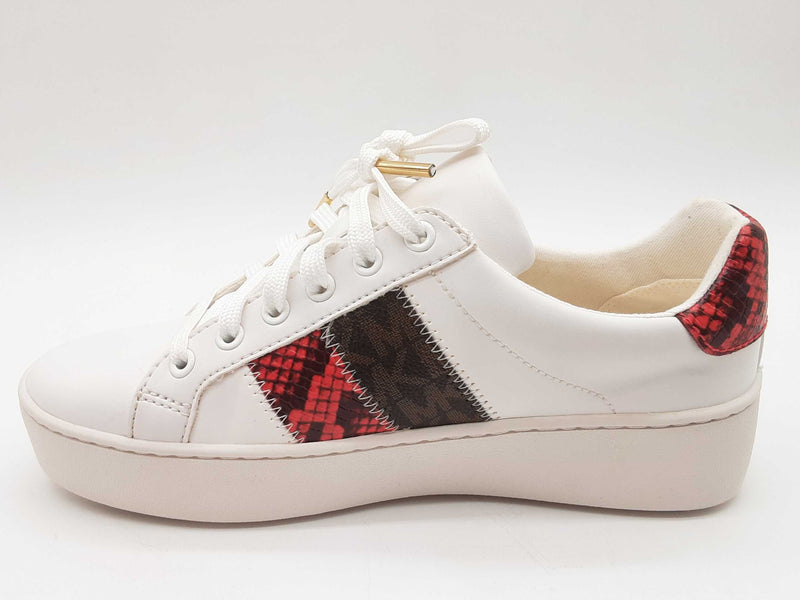 Michael Kors 49s1pofs2l Poppy Lace Up White Red Sneakers Size Us 5.5m Do0924wxde