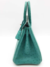 Hermes Birkin 25cm Vert Verone Green Ostrich Leather Gold Handbag Do0626ooxzxde