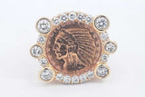 1909 Indian Head 5 Dollar Coin Ring In 18k Yellow Gold & Diamonds 60.7 Grams Size 12 Eb0425rxxzsa