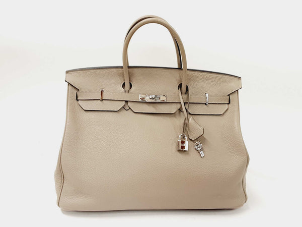 Hermes Birkin 40 Taupe Gray Clemence Palladium Hardware Handbag Do0323lozxzde