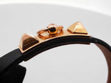 Hermès Rivale Mini Bracelet In Gold-tone & Black Swift Leather 6 Inch Fw0626lzxdu