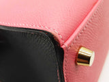 Hermes Kelly 25 Special Order Pink Black Epsom Gold Handbag Do0625lpxzxde