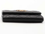 Chanel Quilted Caviar Metal Perforated Cc Flap Black Wallet Aa0826pzxsa