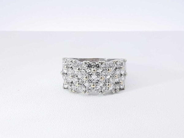 2.0 Cttw Diamond & 14k White Gold Four-row Ring 5.1 Grams Size 8 Fw0925pcsdu