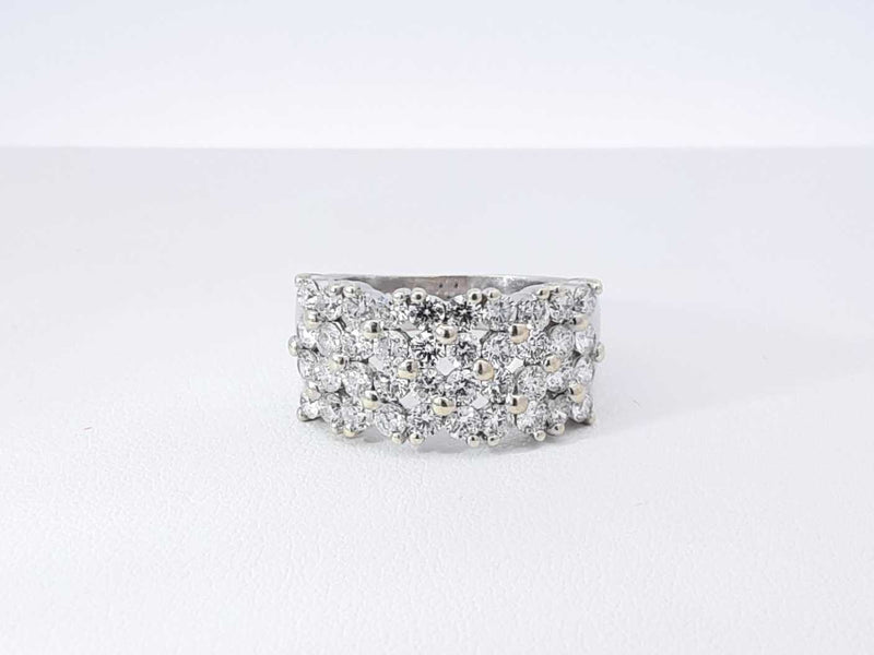 2.0 Cttw Diamond & 14k White Gold Four-row Ring 5.1 Grams Size 8 Fw0925pcsdu