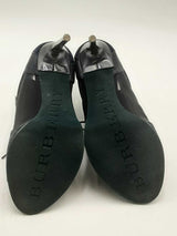 Burberry Denim & Navy Blue Sude Peep Toe Lace Up Heel Booties Size 36 Eb325lxzsa