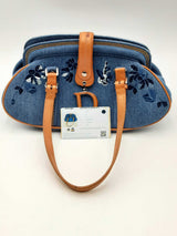 Christian Dior Embroidered Denim Satchel Bag Eb0225pxzsa