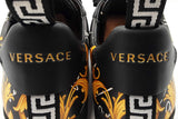 Versace Sneakers In Black & Yellow Barocco Print Leather Size 9 Fw0926lprdu