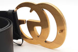 Gucci Wide Marmont Leather Belt With Gold Tone Gg Buckle Size 95/38 Eb0226prxde