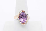 Oval Purple Gemstone & Diamond Ring In 14k Yellow Gold 5.8 Grams Size 8.5 Eb0226oxzsa