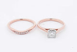 0.55ctw Princess Cut Diamond Ring In 14k Rose Gold & 14k Rose Gold Wedding Band 4.8 Grams Size 6.25 Eb0625lxxzsa