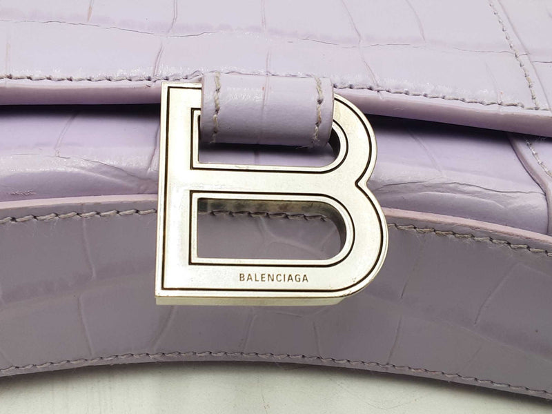 Balenciaga Shiny Calfskin Embossed Hourglass Chain Bag Lilac Sd0525pzxsa