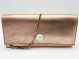 Jimmy Choo Fie Pink Rose Gold Metallic Leather Shoulder Bag Clutch Do0925crde