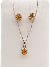 Citrine 0.925 Sterling Silver 4.5g Necklace Stud Earrings Ensemble Do0925lide