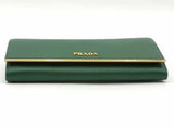 Prada Saffino Leather Continental Green Wallet Aa0826ozxsa