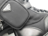 Prada Monolith Leather & Re-nylon Black Combat Boots Size 8.5 Eb0425oxzsa