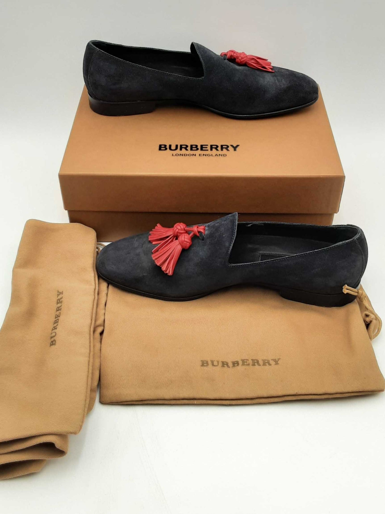 Burberry Navy Blue Suede Tassel Loafers Size 39 Eb0423lxzsa Max Pawn