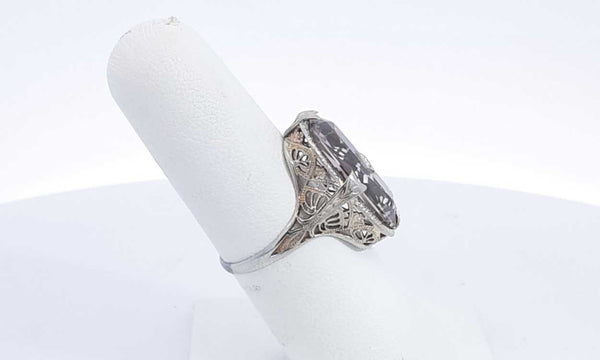 18k White Gold Filigree Ring Size 6.5 4.6 Grams Eb0424lixsa