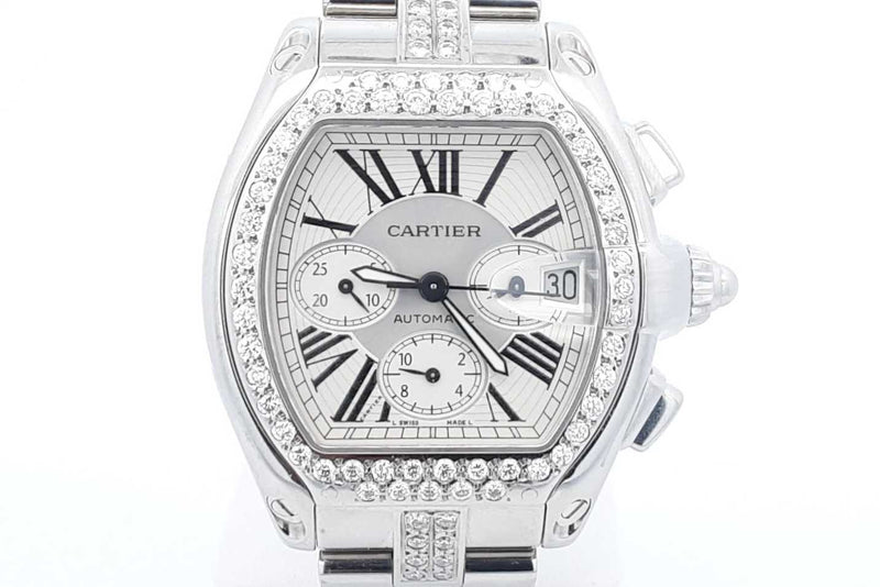 Cartier Roadster Chronograph Diamond Stainless Steel Watch 40mm Eb0223szxxdu