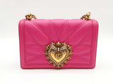 Dolce & Gabbana Devotion Pink Quilted Nappa Leather Shoulder Bag Sd0825izxde