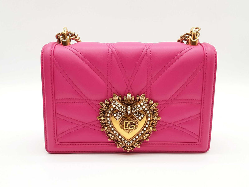 Dolce & Gabbana Devotion Pink Quilted Nappa Leather Shoulder Bag Sd0825izxde