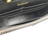 Balenciaga 2022 Hourglass Wallet With Chain In Black Leather Fw0o725pzxdu