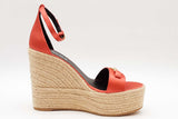 Versace Medusa Satin Espadrille Wedge Sandals Size 38 Eb0326lrxde