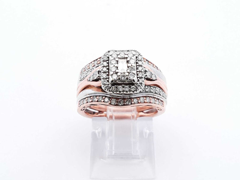 0.84 Cttw Diamond & Rose Gold Bridal Set 8 Grams Size 4.75 Fw0824prxdu