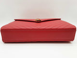 Yves Saint Laurent Ysl Large Envelope Red Grain De Poudre Quilted Leather Shoulder Bag Do0325lxzxde