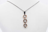 Diamond Triple Heart Pendant Necklace In 10k White Gold 2.3g 18 Inch Eb0526lxzsa