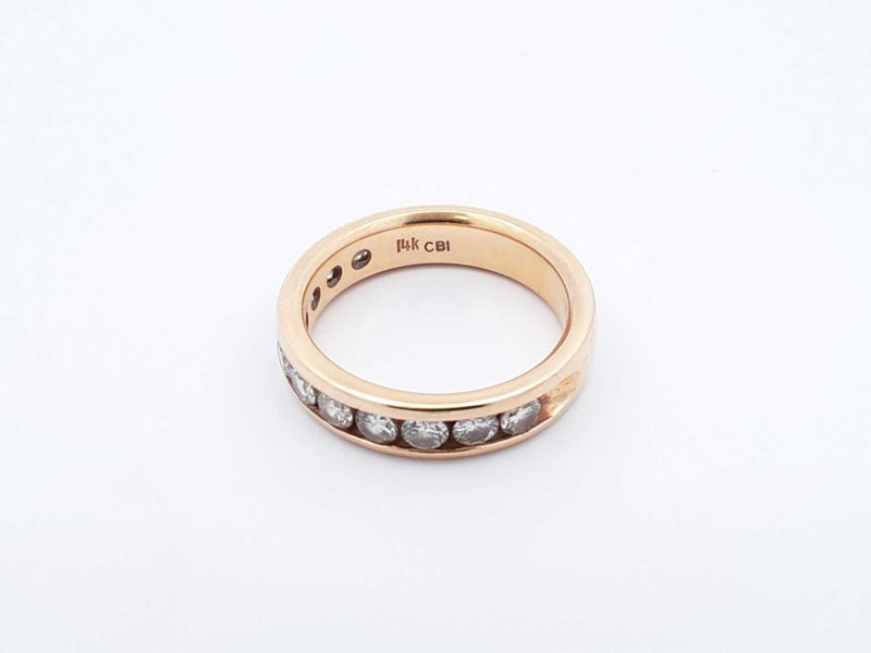 1.0 Ctw Channel-set Diamond & 14k Yellow Gold Ring 5.5 Grams Size 7 Fw0925orzdu