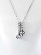 1.24 Cttw Double Vertical Drop Pendant Necklace In 14k White Gold 4.7 Grams 20 Inch Fw0626sirdu