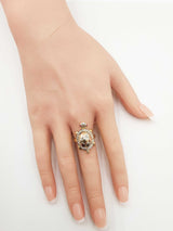 Mama And Baby Turtle Locket Ring In 14k Tri-color Gold 8.8 Grams Size 6.5 Fw0726rzxdu