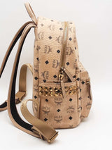 Mcm Stark Side Studs Backpack In Visetos Beige Aa0426ozxsa