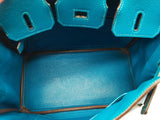 Hermes Birkin 25 Mykonos Blue Epsom Palladium Handbag Do0925lsxzxde